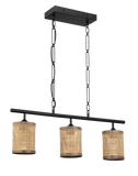 Elysian Three Lights Island With Natural Rattan Shade Farmhouse Chain Ceiling Lamp