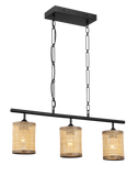 Elysian Three Lights Island With Natural Rattan Shade Farmhouse Chain Ceiling Lamp