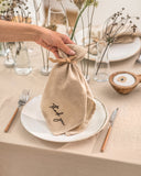 Embroidered linen napkin set of 4