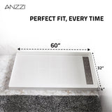 Kahn Series 60 in. x 32 in. Alcove Shower Base and Frameless Sliding Shower Door Combo with Tsunami Guard