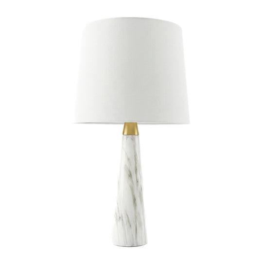 Enclave Hydro Black Table Lamp with On/Off Switch Faux Marble Base Fabric Shade