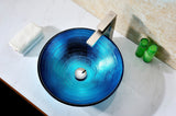 Enti Series Deco-Glass Vessel Sink in Lustrous Blue