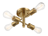 Ephemeral Four Lights Semi Flush Mount Retro Hallway Kitchen Bedroom Living Room Ceiling Pendant 11"W × 6.5"H