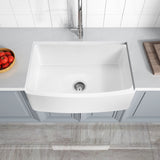 Prisma Series Farmhouse Solid Surface 36 in. 0-Hole Single Bowl Kitchen Sink with 1 Strainer in Matte White