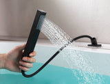 ANZZI Shore 5-Hole Deck Mount Tub Filler, 3-Handle Control, Integrated Hand Sprayer, Solid Brass, 1.8 GPM Flow, cUPC Certified, Various Finishes