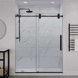 ANZZI 60 in. x 76 in. Frameless Sliding Shower Door, 3/8" TSUNAMI GUARD Glass, Exposed Rollers and RHINO ALLOY Hardware