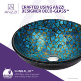 Mosaic Series 17 in. Bathroom Vessel Sink with Scratch-Tough and Stain-Resistant Non-Porous Surface in Blue Glass