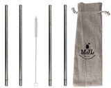Extra Long 11 ¾" Safer Rounded End Stainless Steel Straws for Half Gallon Mason Jars 4 Pack