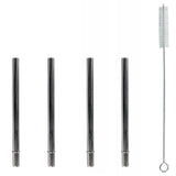 Extra Short 5" Safer Stainless Steel Straws 4 Pack + Cleaning Brush