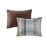 Classical Damask 7-Piece Comforter Set, Brown/Blue