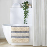 Woven Textured Stripe Bath Rug, Navy