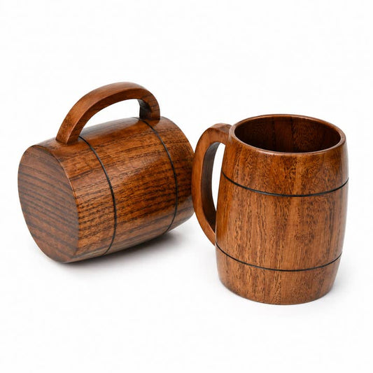Wooden Beer Mug 350ml Handmade Rustic Cup