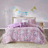 Unicorn 5PC Comforter or Duvet Cover or Coverlet Set, Pink