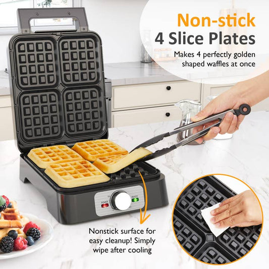 4-Slice Waffle Maker with Adjustable Temperature Control