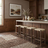 Entwine - Vegan Leather Upholstered Backless Counter Stool - Painted Brown