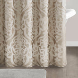 Ivory Damask Medallion Jacquard Shower Curtain, Tan