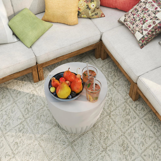 Round 16.5" Mgo Stone Outdoor/Indoor Side Table