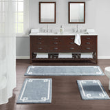 High Pile Bordered Bathroom Rug, Blue