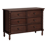 Wholesale 46"W 6-Drawer Small Spindle Wood Dresser, Morocco Brown *