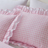 Soft Ruffled Gingham Comforter Set, Pink