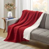 Wholesale Classic Waffle Knit 50x60" Chenille Throw, Red