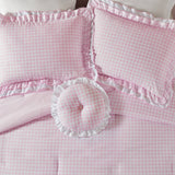 Soft Ruffled Gingham Comforter Set, Pink