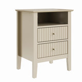 Fluted Nightstand with 2 Drawers Set of 2