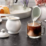 Kook White Ceramic Sugar & Creamer Set, 3-Piece