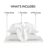 Luxury Satin 6-Piece Sheet Set, White
