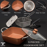 Moss & Stone 5-Piece Copper Chef Cookware Set
