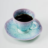 Crystalline Glaze Ceramic Coffee Cup & Saucer