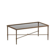 Bronze Metal Coffee Table with Tempered Glass Top