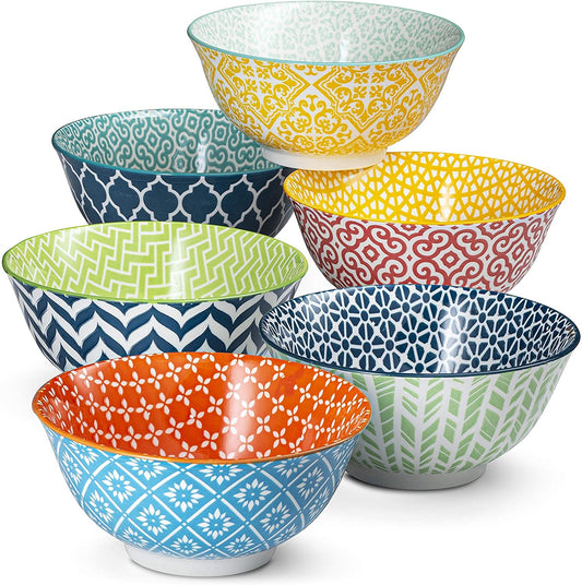 Kook Geometric Ceramic Cereal Bowls, Set of 6
