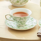 Greeny Garden 7oz Porcelain Tea Cup & Saucer Set