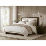 Refined Embroidered Linen Blend Duvet Cover Set, White/Gold