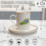 Peacock Feather Porcelain Espresso Cup & Saucer