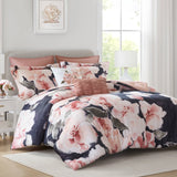 7-Piece Modern Farmhouse Comforter Set, Blush