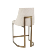 Rounded Back 26"H Upholstered Counter Stool Barstools, Cream