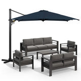 6-Piece Aluminum Patio Sofa Set with Umbrella