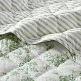Vintage Inspired Floral Microfiber Quilt Set, Green