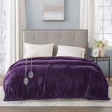 Heated Microlight Plush Electric Bedding Blanket, Purple