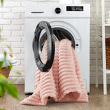 300GSM Fluffy Ribbed Plush Comforter Set,Blush Ombre