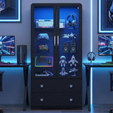64'' Tall Display Cabinet with Acrylic Doors and Led Lights
