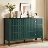 Modern Green Fluted Dresser with 6 Drawers