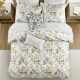 5 Piece 300TC Cotton Sateen Floral Print Duvet Set