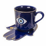 All Seeing Eye Blue Stoneware Cup & Saucer Set