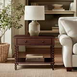 26"H Large Turned Wood Spindle Nightstand, Morocco Brown