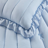 Soft Bow Embroidered Quilt Mini Set, Blue