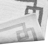High Pile Bordered Bathroom Rug, White