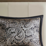 5 Piece Jacquard Bedspread Set with Throw Pillows, Black